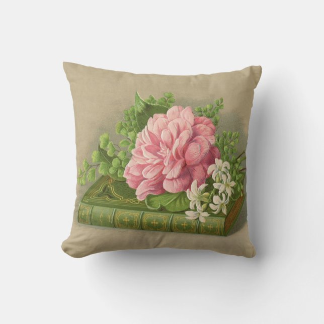 Almofada Vintage Floral Peony Book Elegante (Frente)