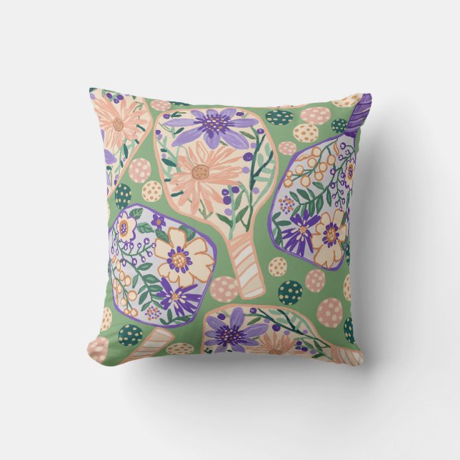 Almofada Vintage Floral Pickleball Design (Frente)