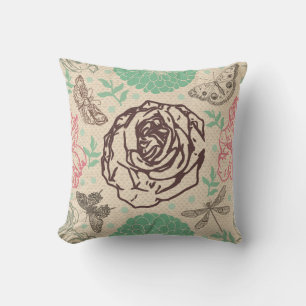 Almofada Vintage Floral Rosa Garden
