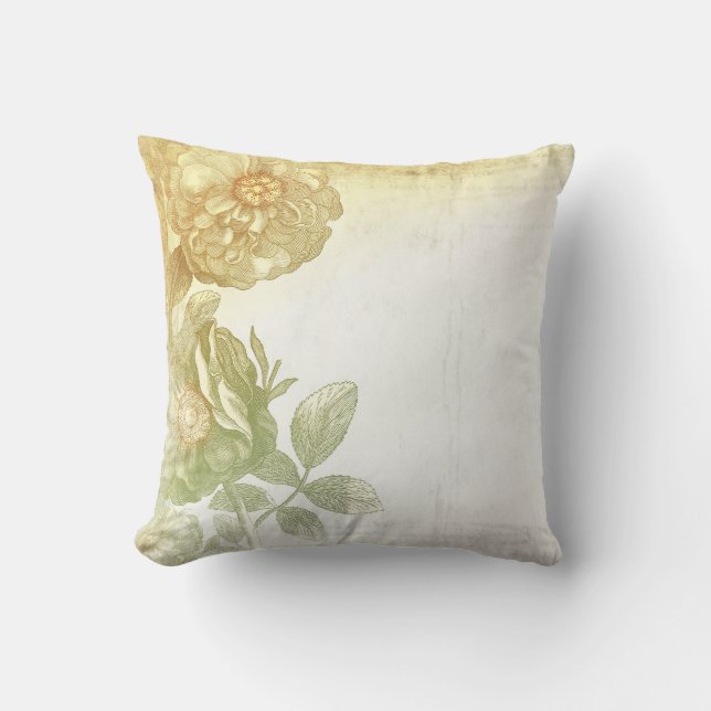 Almofada vintage flores velhas elegantes (Frente)