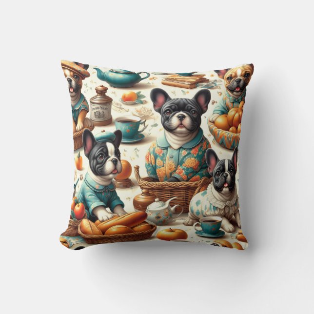 Almofada Vintage French Bulldog Seamless (Frente)