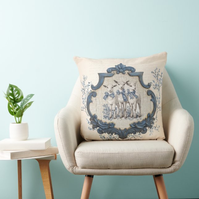 Almofada Vintage French Toile | Natividade Três Ovelha (Cadeira)
