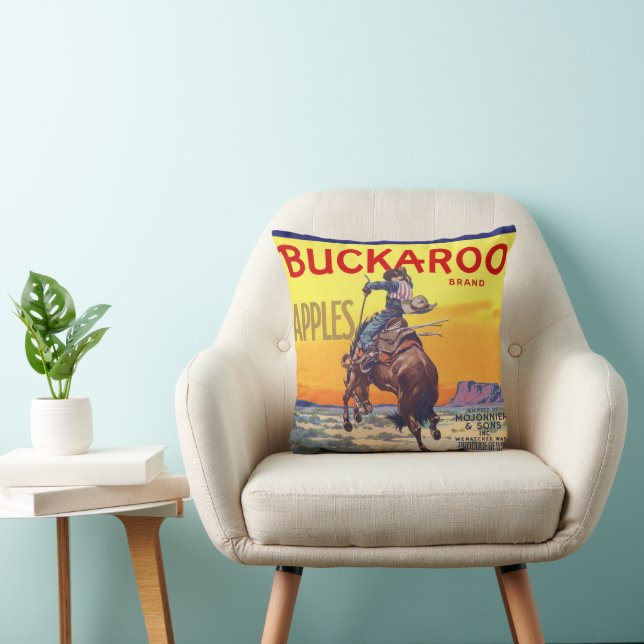Almofada Vintage Fruta Crate Label Art, Buckaroo Apple (Cadeira)