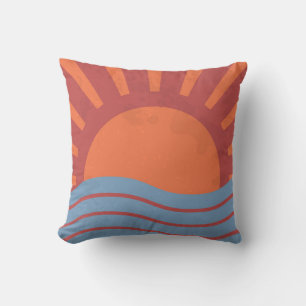 Almofada Vintage fundo com mar e sol. Retro de Verão