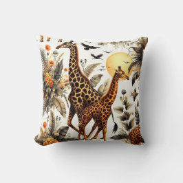 Almofada Vintage Giraffe Floral Watercolor