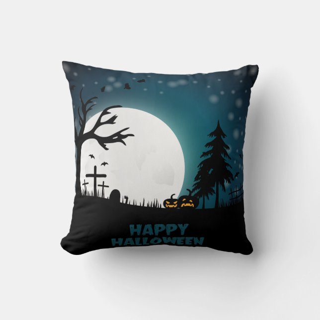 Almofada Vintage Gothic Halloween Pumpkins (Frente)