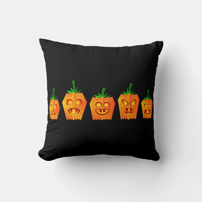 Almofada Vintage Gothic Halloween Pumpkins (Frente)