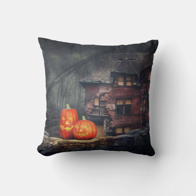 Almofada Vintage Gothic Halloween Pumpkins (Frente)