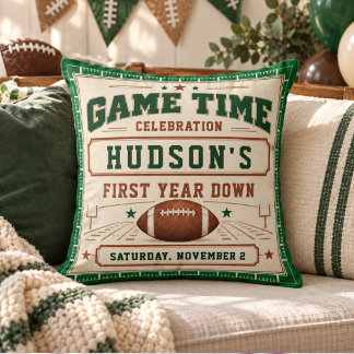 Almofada Vintage Green Football First Down 1st Birthday boy