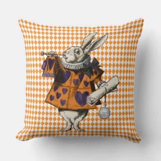 Almofada Vintage Halloween Coelho Branco Alice No País das
