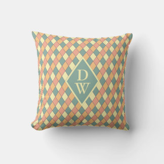 Almofada Vintage Harlequine Diagonal em Pastéis Monograma