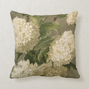 Almofada Vintage Hydrangea, Verde Branco e Cinza