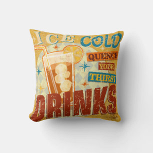 Almofada Vintage Ice Fold Bebidas Sinais de metal.