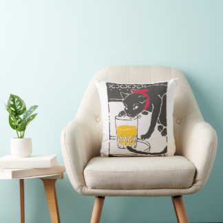 Almofada Vintage Japanese Beer Cat Art Goyo Retro