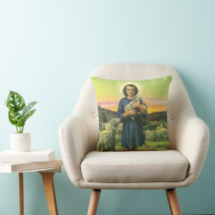 Almofada Vintage Jesus Cristo o Pastor com o Baby Lamb