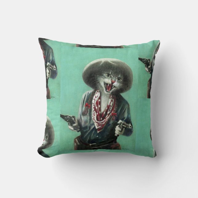 Almofada Vintage Kitten Cowgirl Cushion, (Frente)