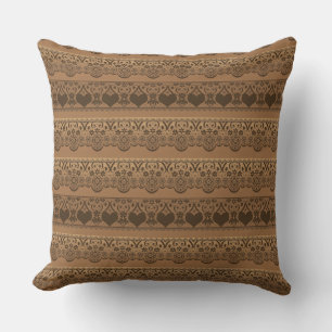 Almofada Vintage lace openwork castanho beige para decoraçã