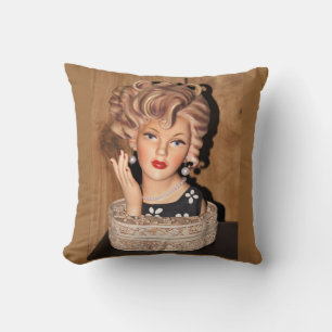 Almofada Vintage Lady Head Vase Cabelo Grande Corkscrever M