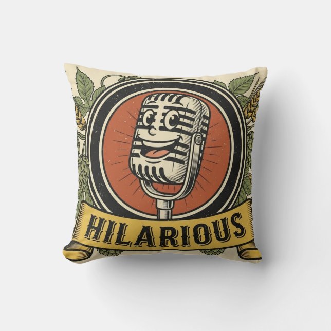 Almofada Vintage Laughing Mic Throw Pillow (Frente)