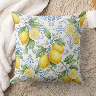 Almofada Vintage Lemon Botanical Pattern – Mediterranean 