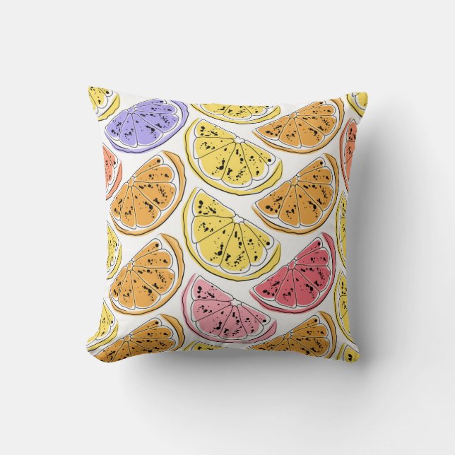 Almofada Vintage Lemon Citrus Textura De Verão (Frente)