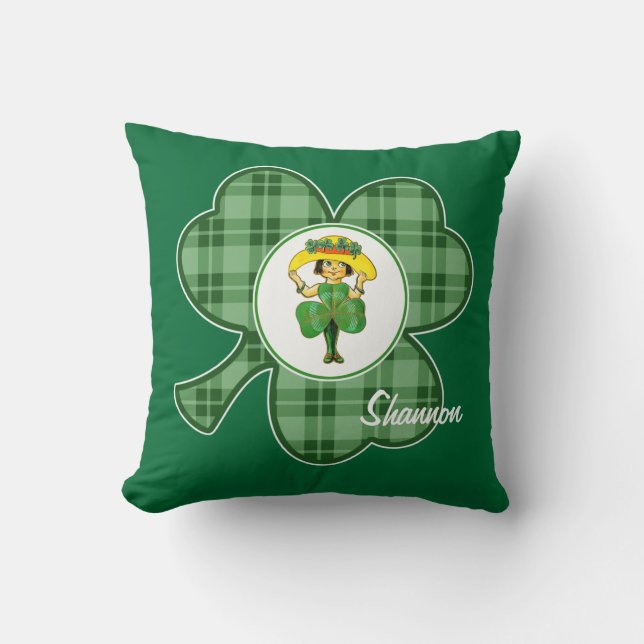 Almofada Vintage Little Irish Girl Custom Ruas. Dia de Patr (Frente)