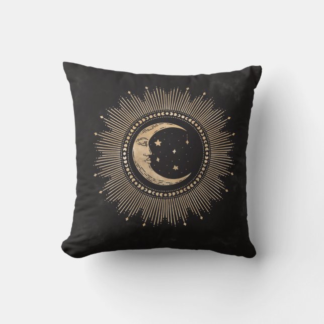 Almofada Vintage Man on Moon Stars Mandala (Frente)