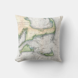 Almofada Vintage Map Cape Cod, Nantucket Martha's Vineyard