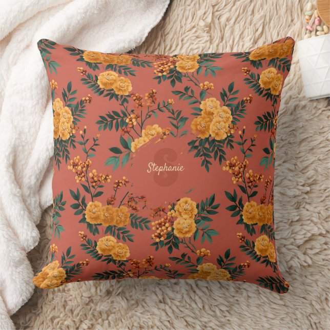 Almofada Vintage Marigold Calendula Floral (Cobertor)