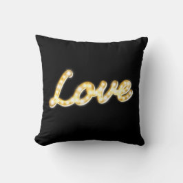 Almofada Vintage Marquee Lights Love Cushion - preto