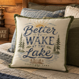 Almofada Vintage Melhor Acordar Deerwood Lake