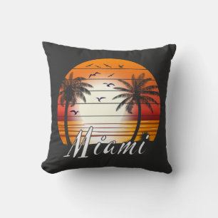 Almofada Vintage Miami Florida Palm Trees Summer Beach