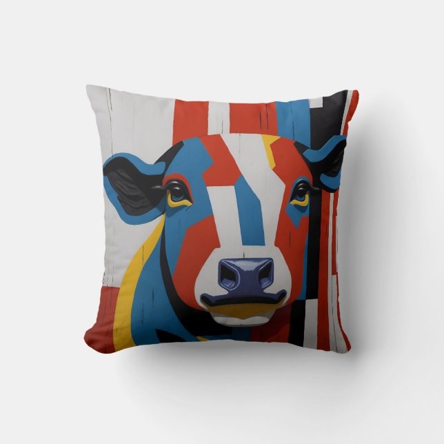 Almofada vintage mondrian animal cow  (Frente)
