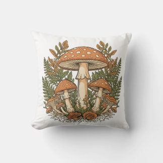 Almofada Vintage Mushroom Throw Pillow Cover, Botanical For