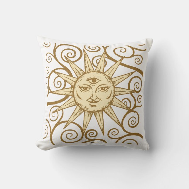 Almofada Vintage Mystic Sun com Terceiro Olho (Frente)