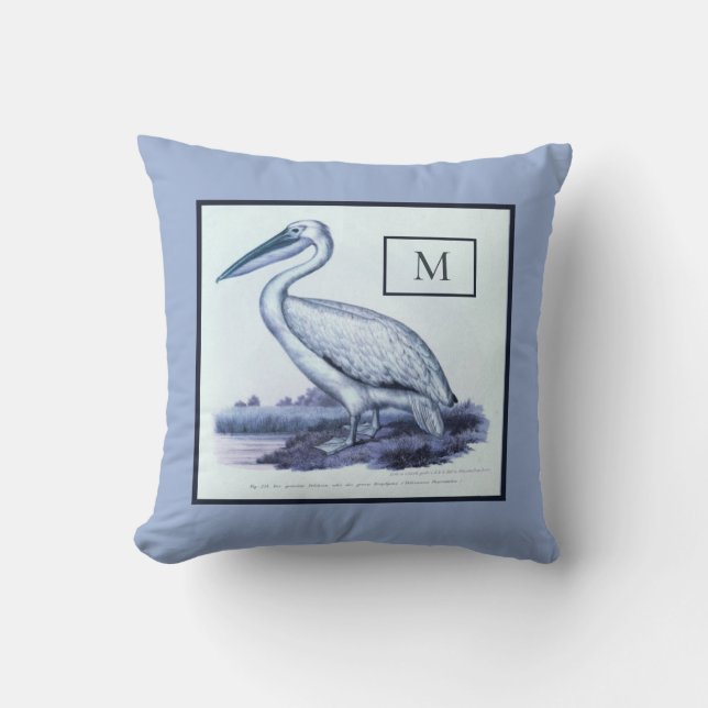 Almofada Vintage náutica pelicana personalizada (Frente)