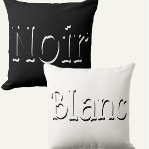 Almofada Vintage Noir & Blanc Script preto e branco