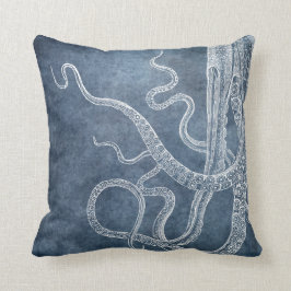 Almofada Vintage Octopus Twilight Blue Denim Watercolor