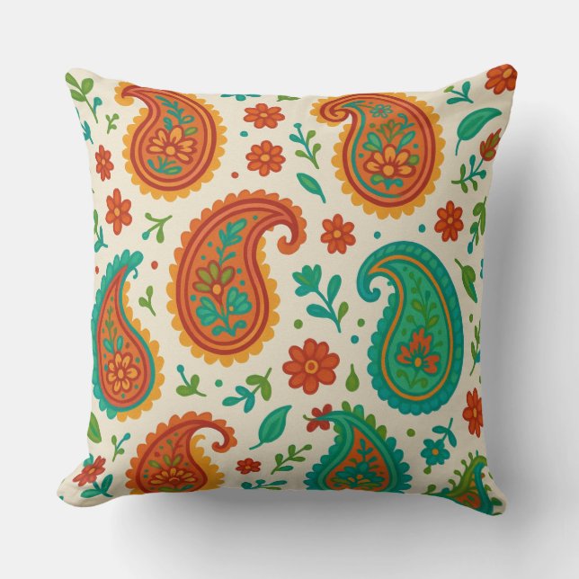 Almofada Vintage Paisley Floral Patterno (Frente)