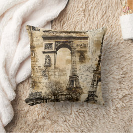 Almofada Vintage Paris Pattern – Eiffel Tower Landmarks