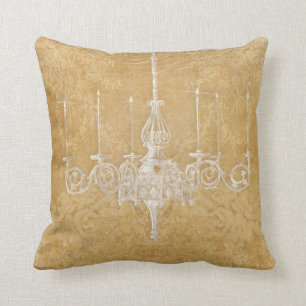 Almofada Vintage Paris White Chandelier Mostarda Branca Dou