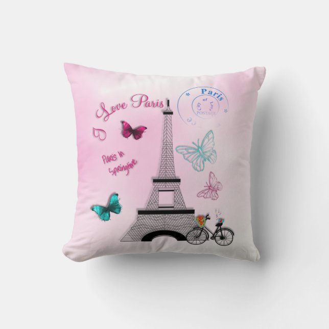 Almofada Vintage Parisiense Style Love Paris (Frente)