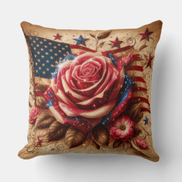 Almofada Vintage Patriotic Rosa e Bandeira Americana
