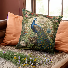 Almofada Vintage Peacock em Jardim Flor