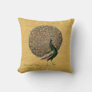 Almofada Vintage Peacock Wedding Anniversário 40th 50th 60