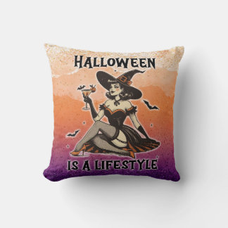 Almofada Vintage Pin-Up Halloween Bruxa Dois Impressão