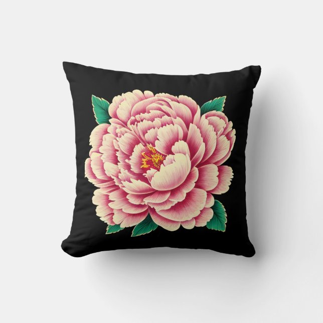 Almofada Vintage Pink Peony Flower (Frente)