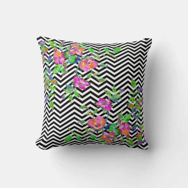 Almofada Vintage Pink Rose - Chevron (Frente)