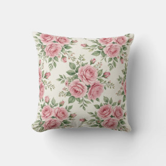 Almofada Vintage Pink Watercolor Roses Floral Seamless