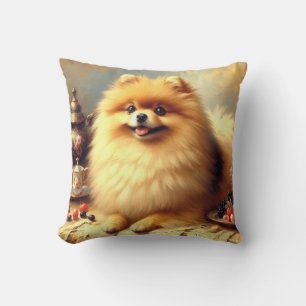 Almofada Vintage Pomeranian - Pintura de cães